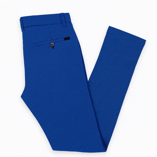 Pantalon chino bleu roi motif petits points