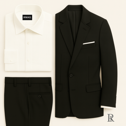 Costume homme noir avec pochette