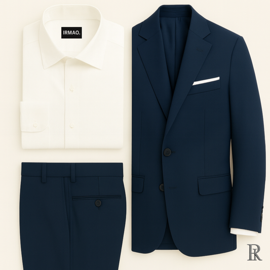 Costume homme bleu marine avec pochette