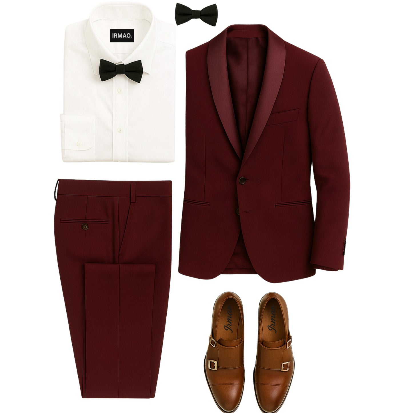 Costume homme bordeaux col châle