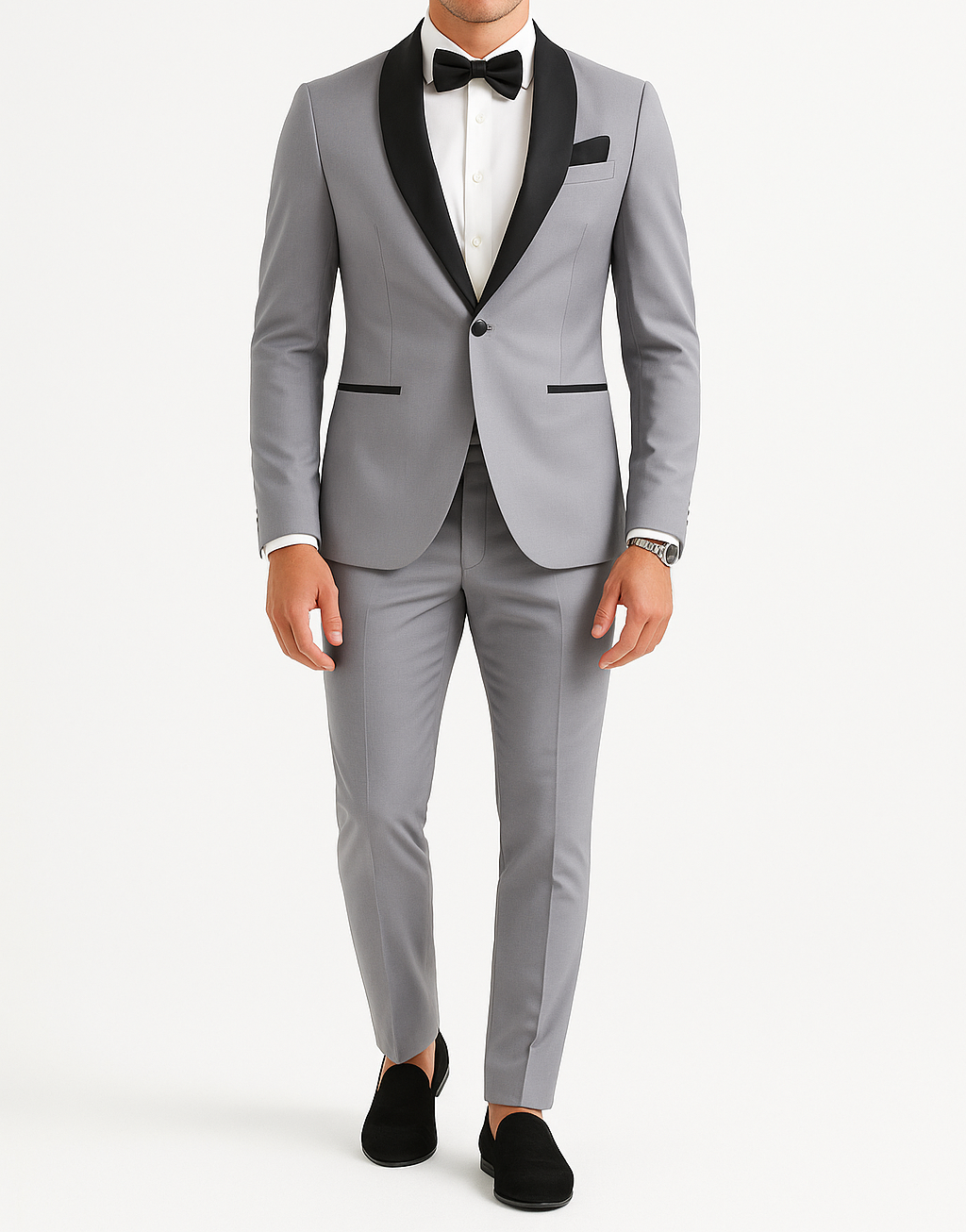 Costume homme gris col châle
