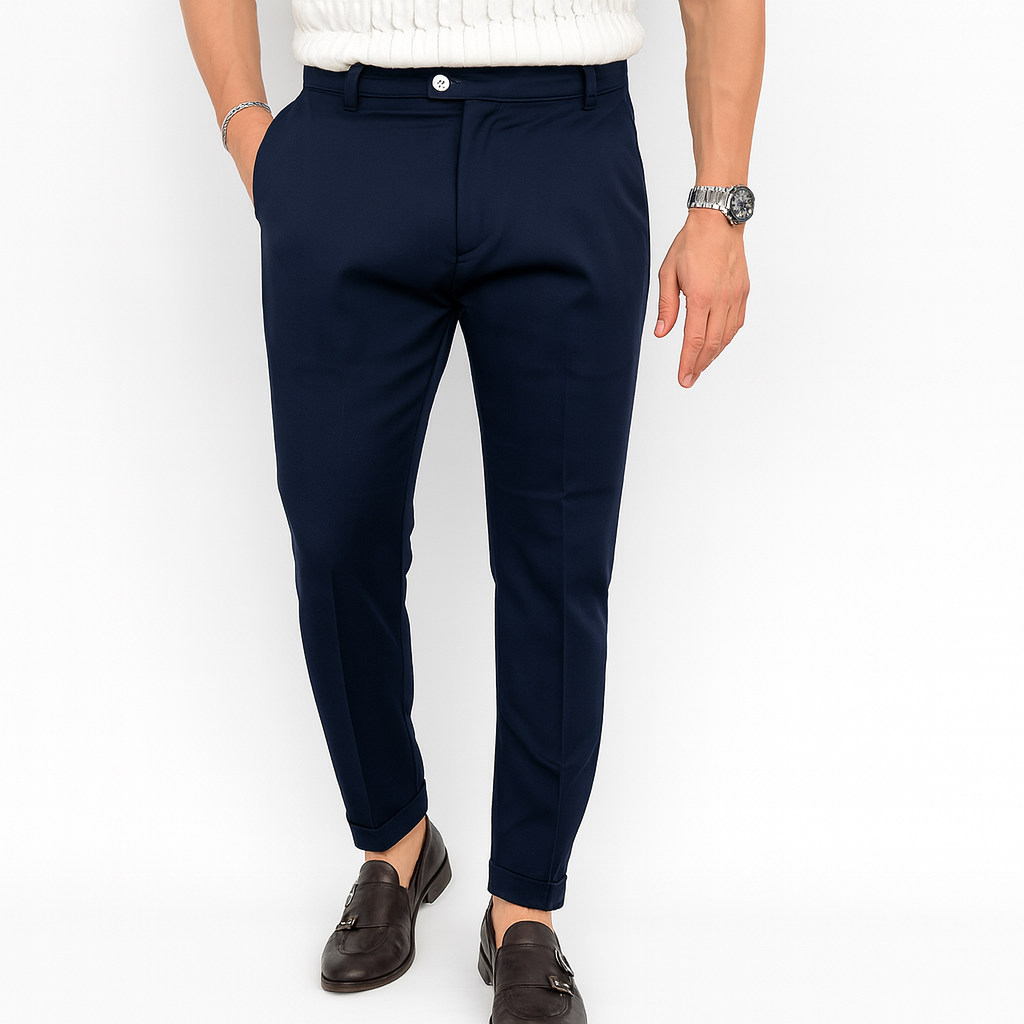 Pantalon en lin bleu