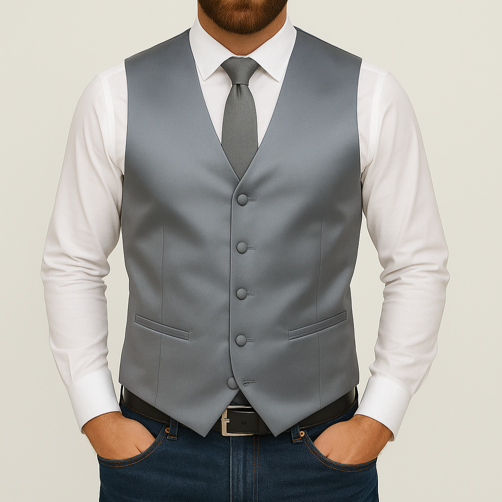 Gilet boléro satin gris