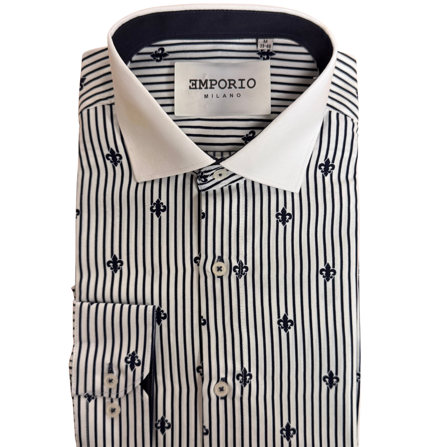 Chemise homme blanche motifs fleur de Lys