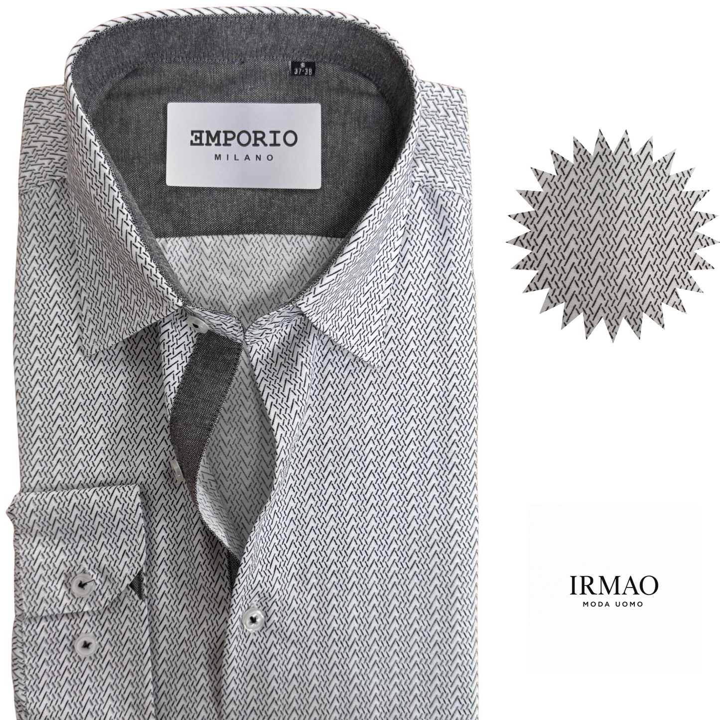 Chemise homme grise motifs Tomaso
