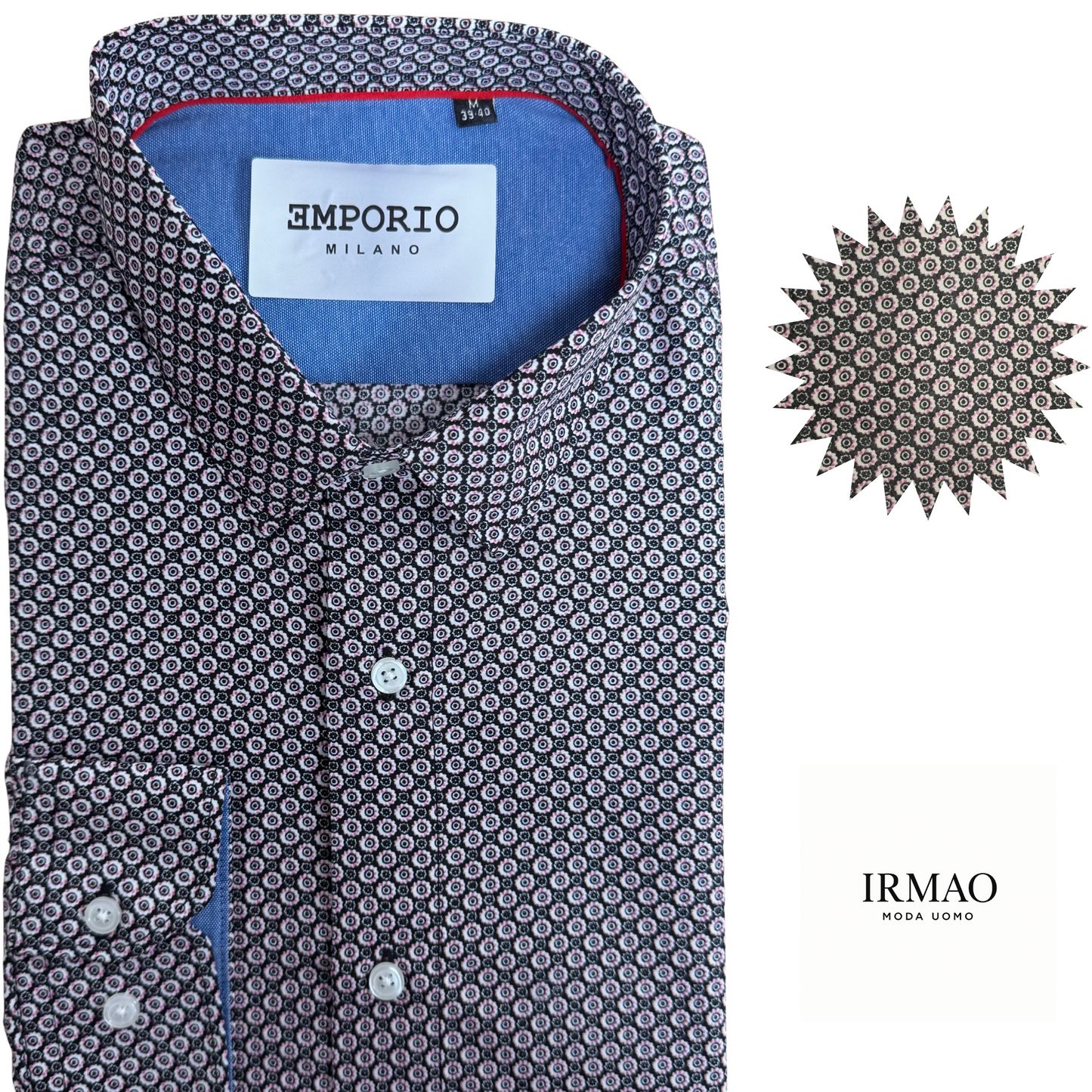 Chemise homme noir motifs Enrico