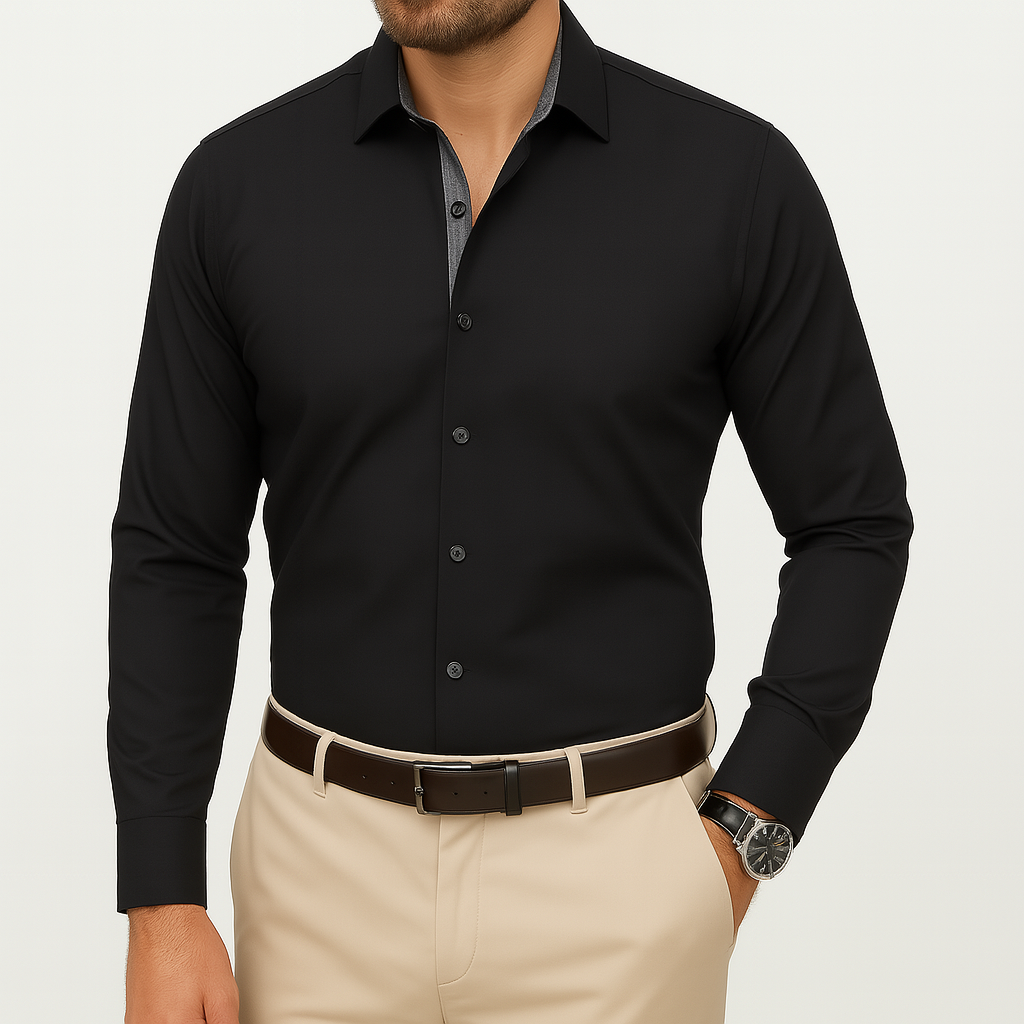 Chemise homme noire et grise Pietro
