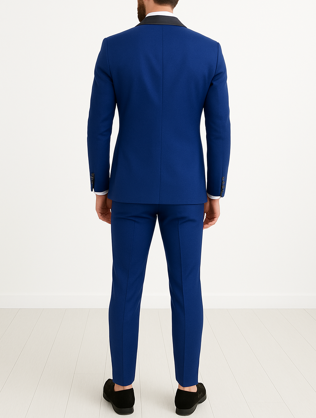 Costume homme bleu électrique col châle