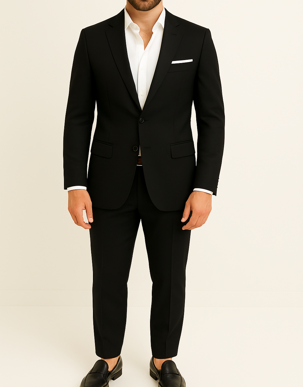 Costume homme noir avec pochette