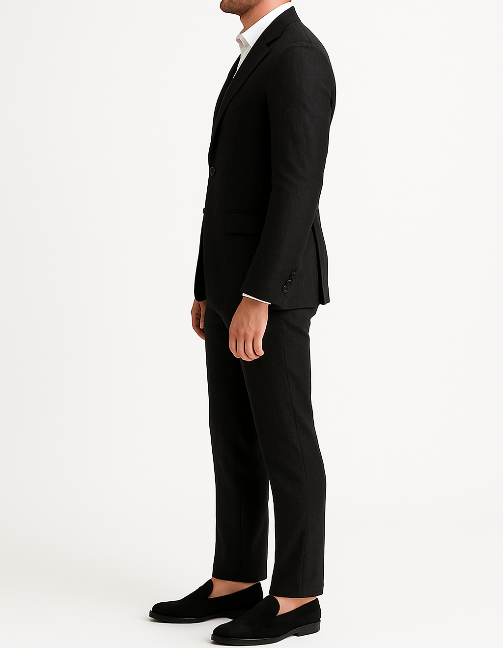 Costume homme effet lin noir LINO
