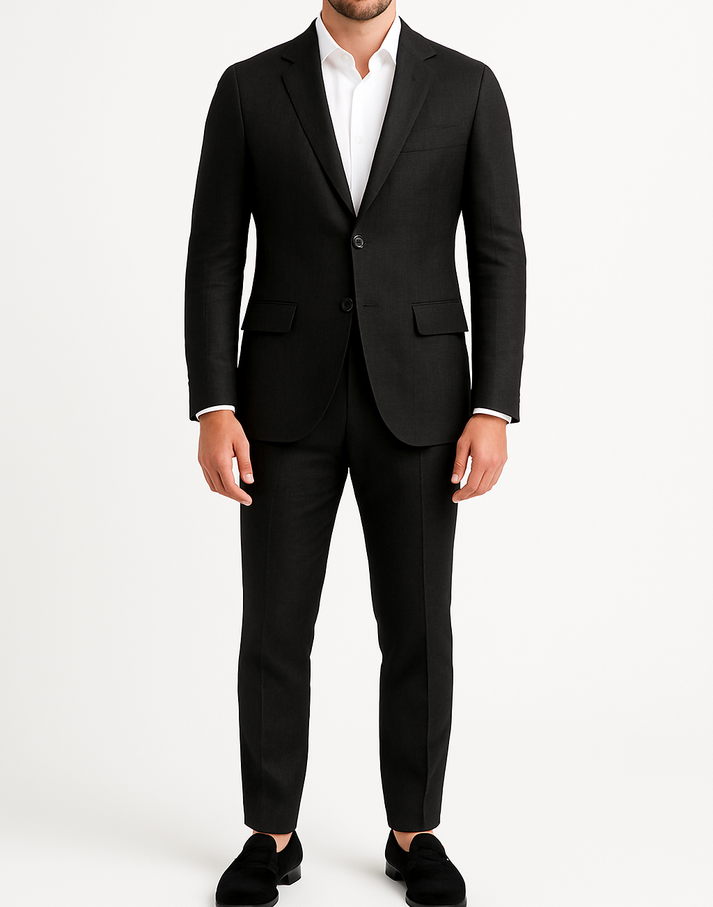 Costume homme effet lin noir LINO