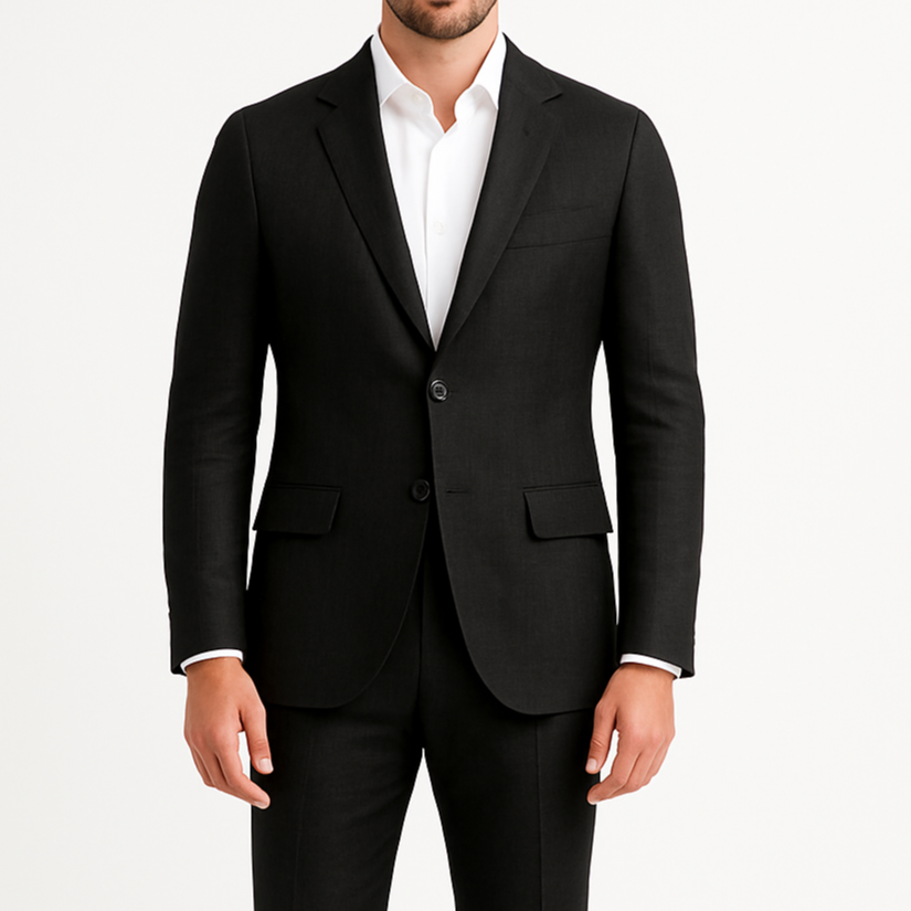 Costume homme effet lin noir LINO