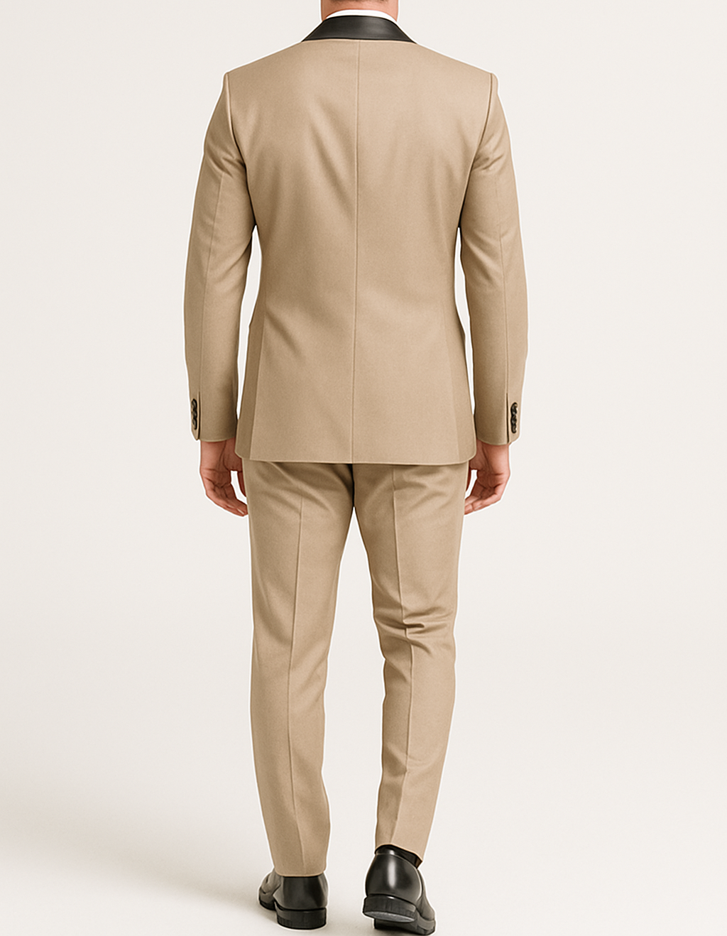 Costume homme beige col châle