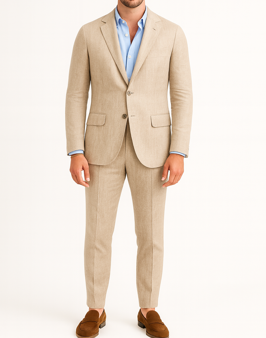 Costume homme effet lin beige LINO