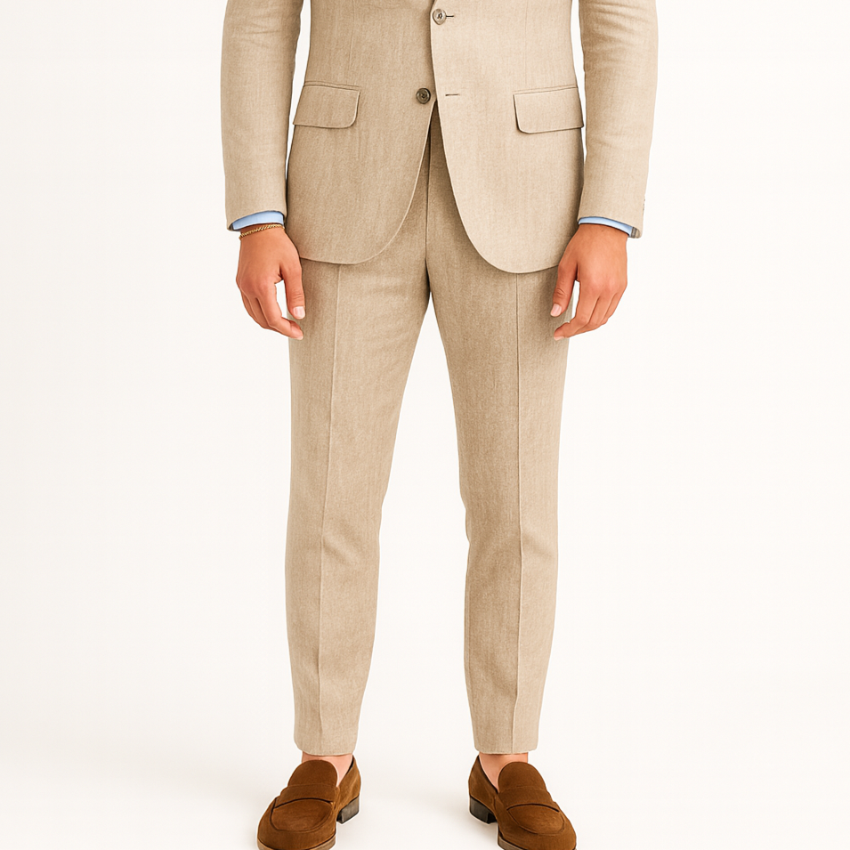 Costume homme effet lin beige LINO