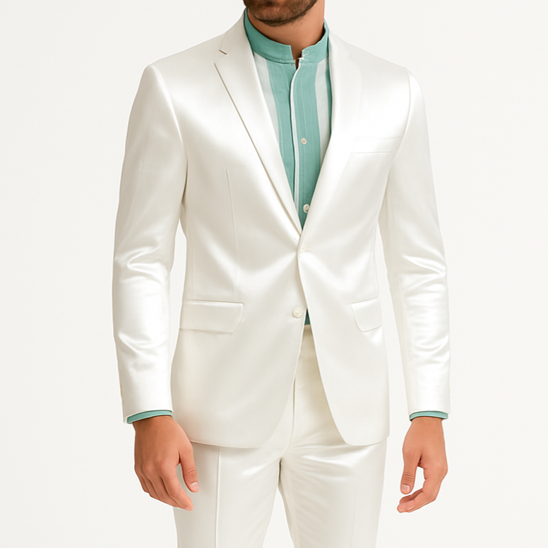 Costume homme Blanc satiné