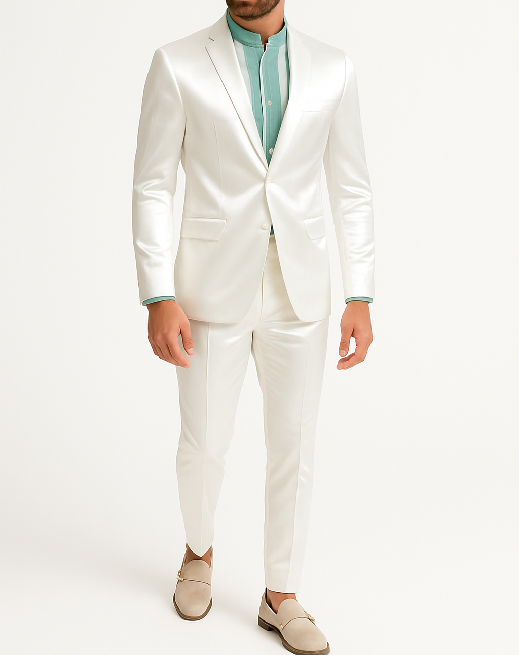 Costume homme Blanc satiné