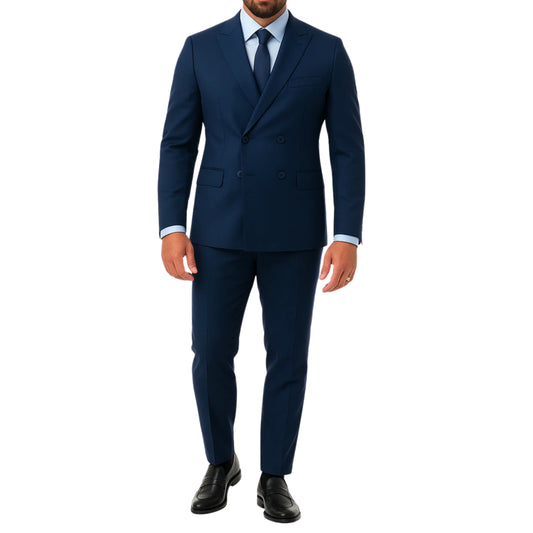 Costume homme bleu marine croisé Mario