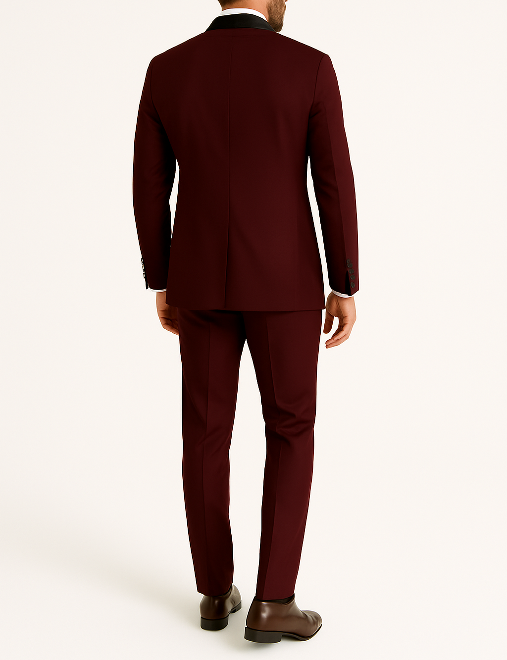 Costume homme bordeaux col châle