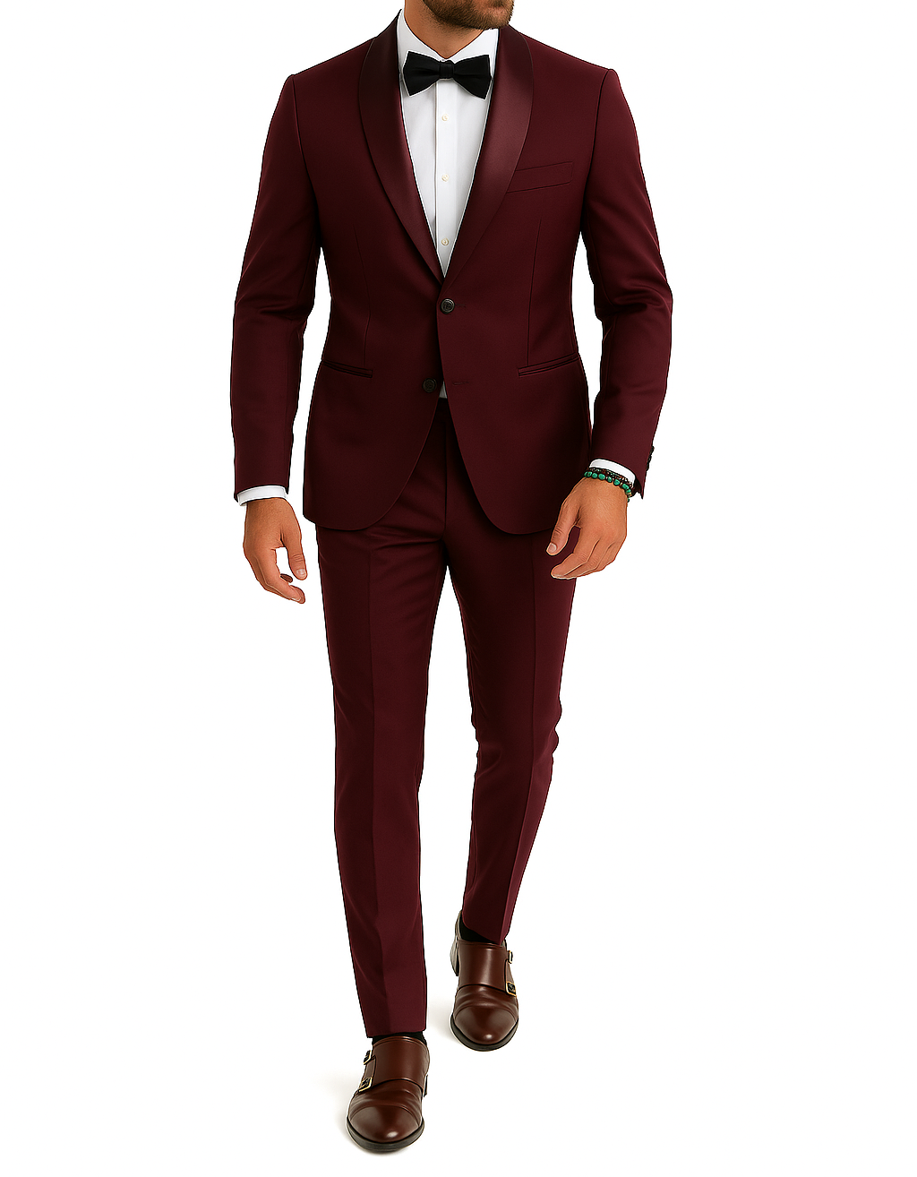Costume homme bordeaux col châle