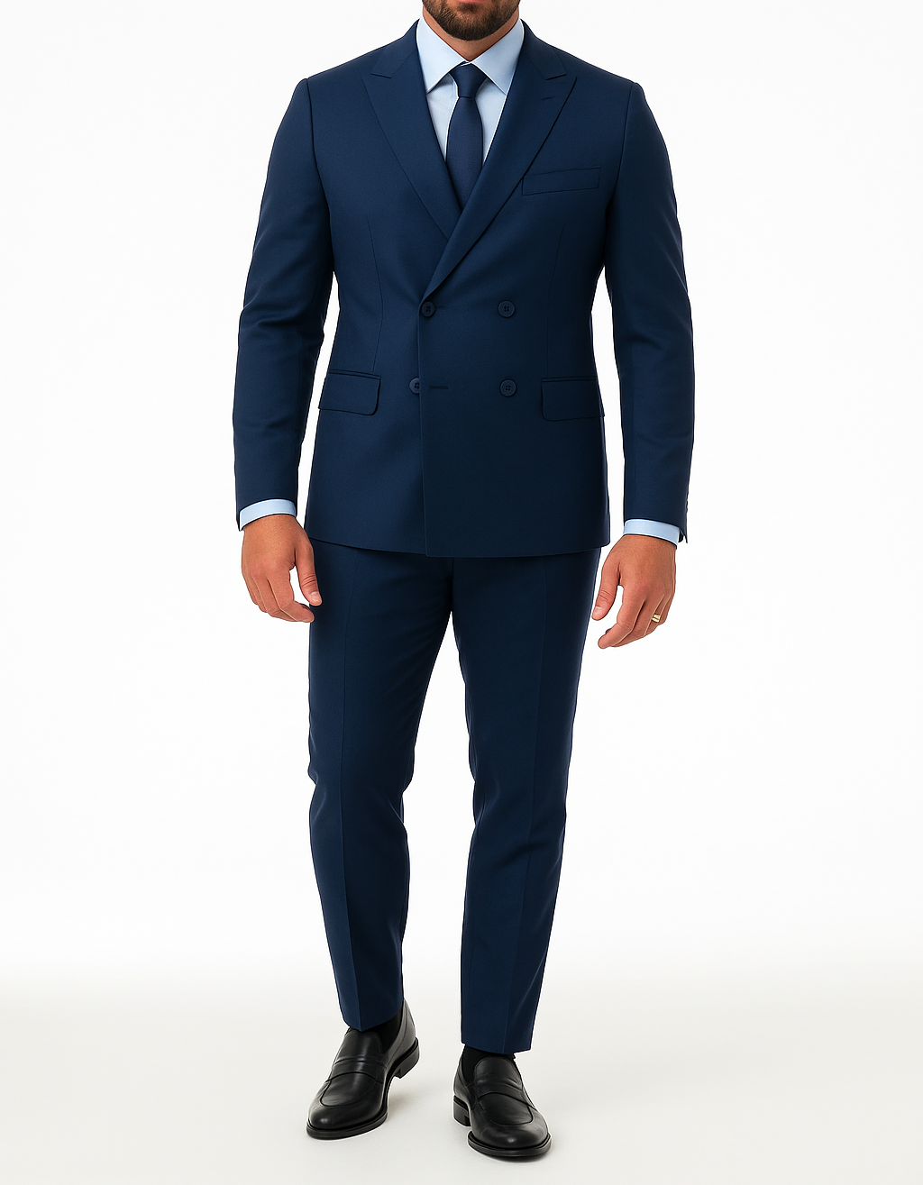Costume homme bleu marine croisé Mario