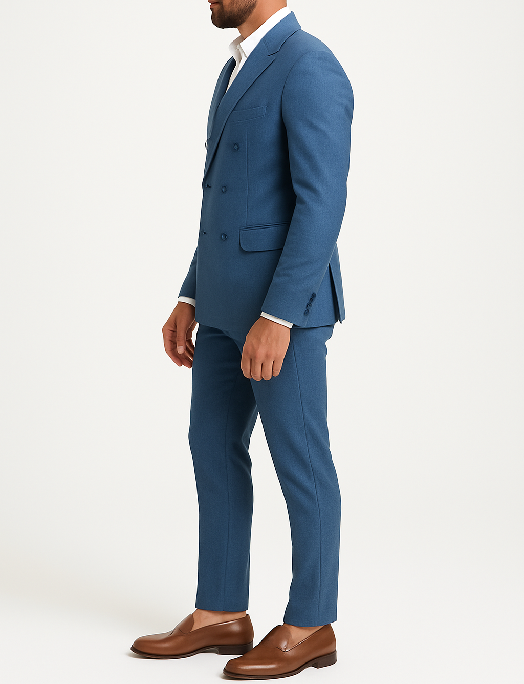 Costume homme bleu jeans croisé Mario