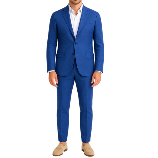 Costume homme effet lin bleu royal LINO