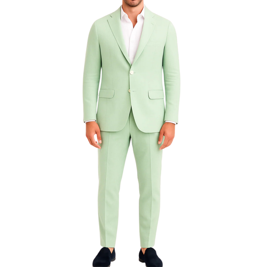 Costume homme effet lin vert LINO