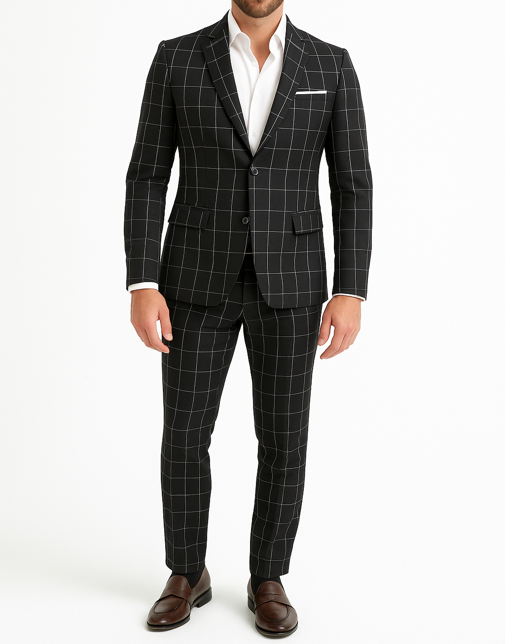 Costume homme noir à carreaux