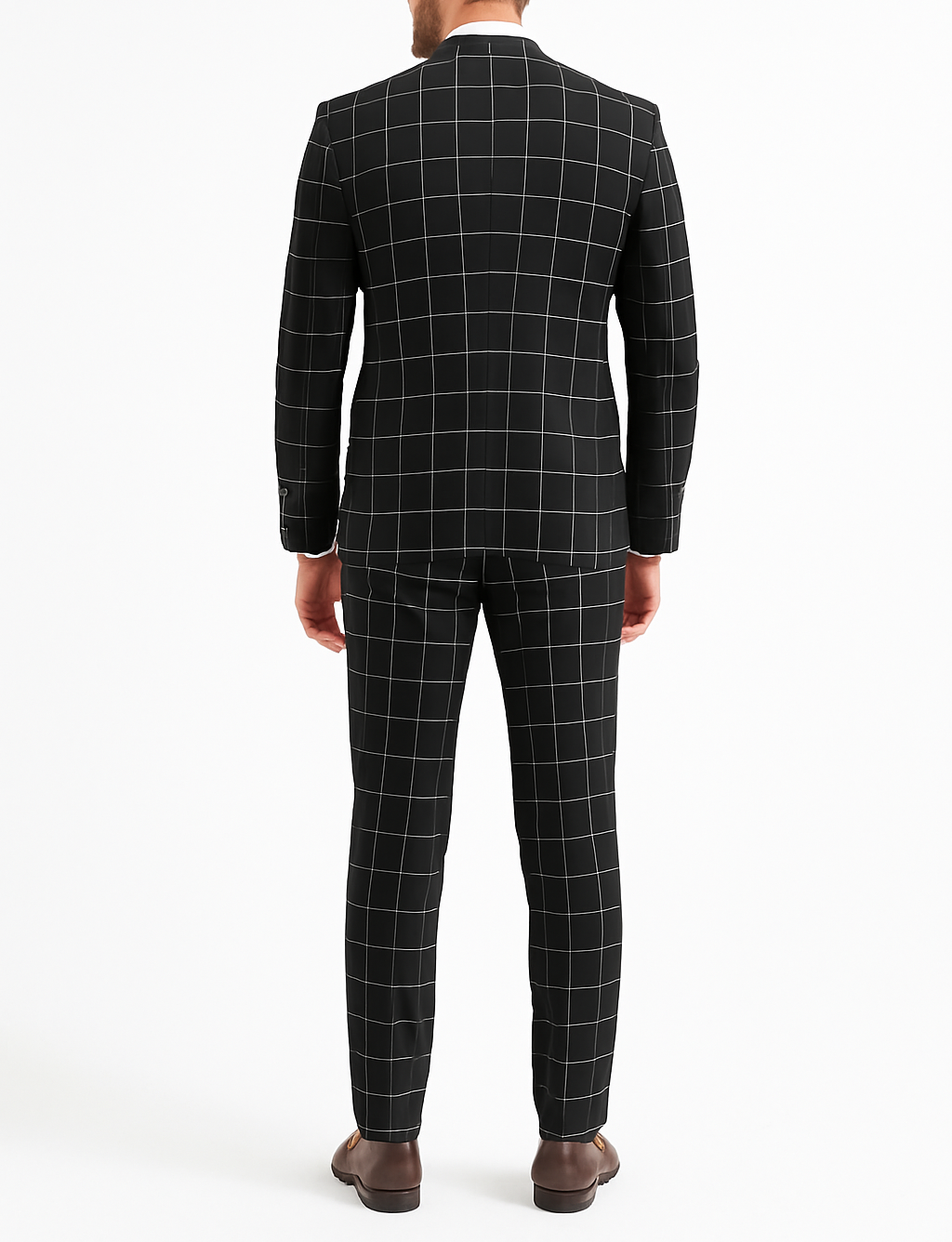 Costume homme noir 3 pièces à carreaux