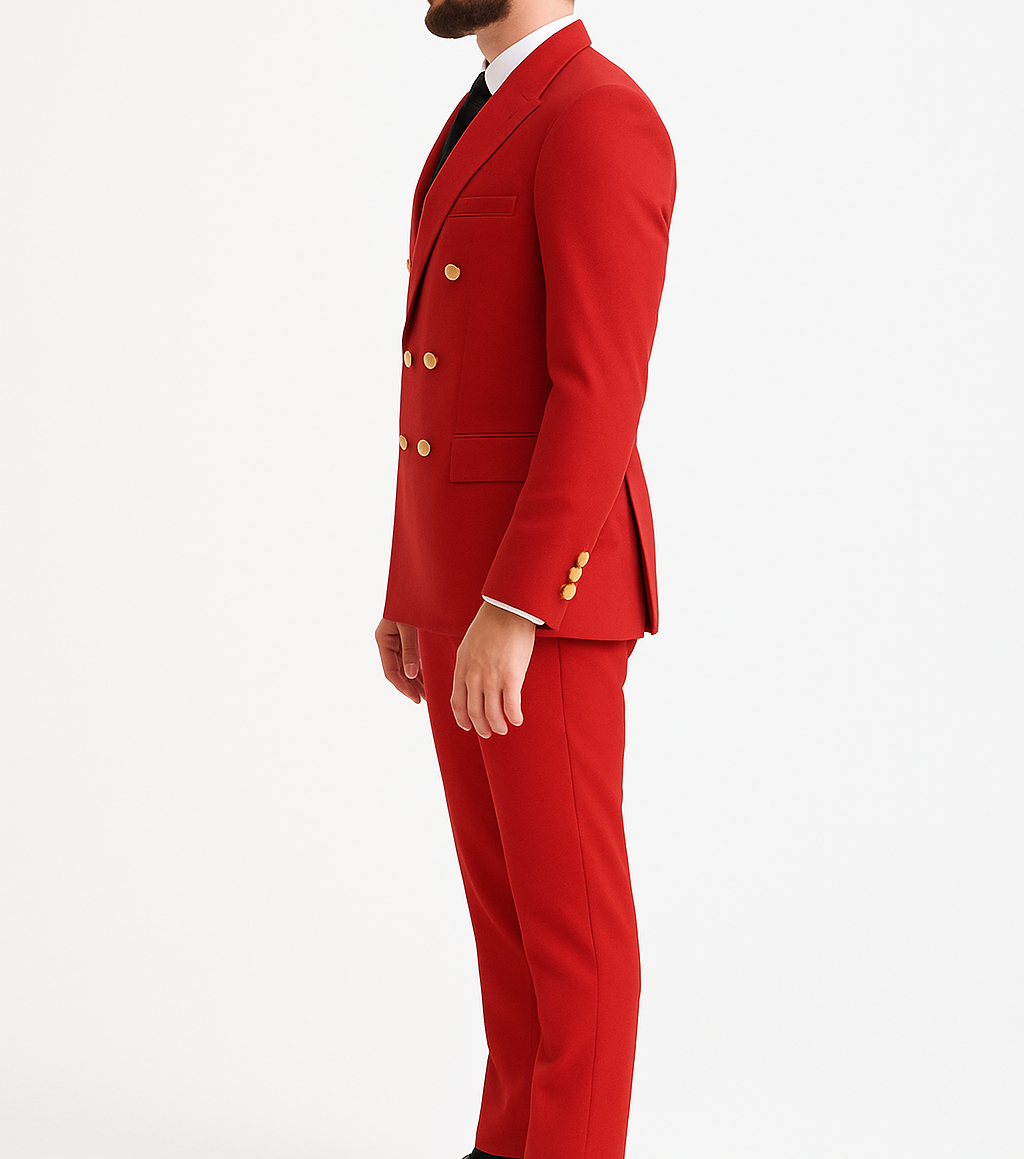 Costume homme rouge croisé