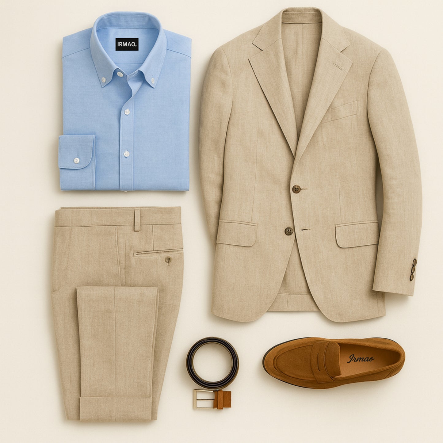 Costume homme effet lin beige LINO