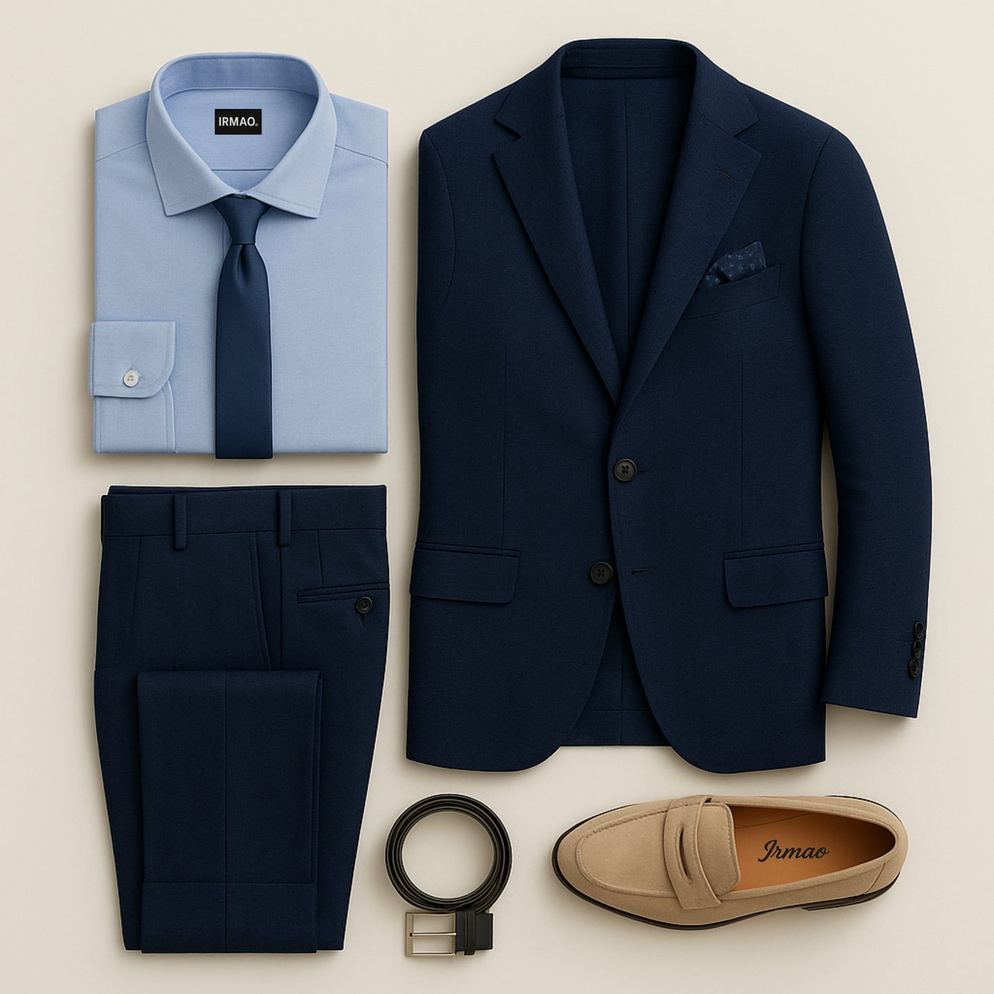 Costume homme effet lin bleu LINO