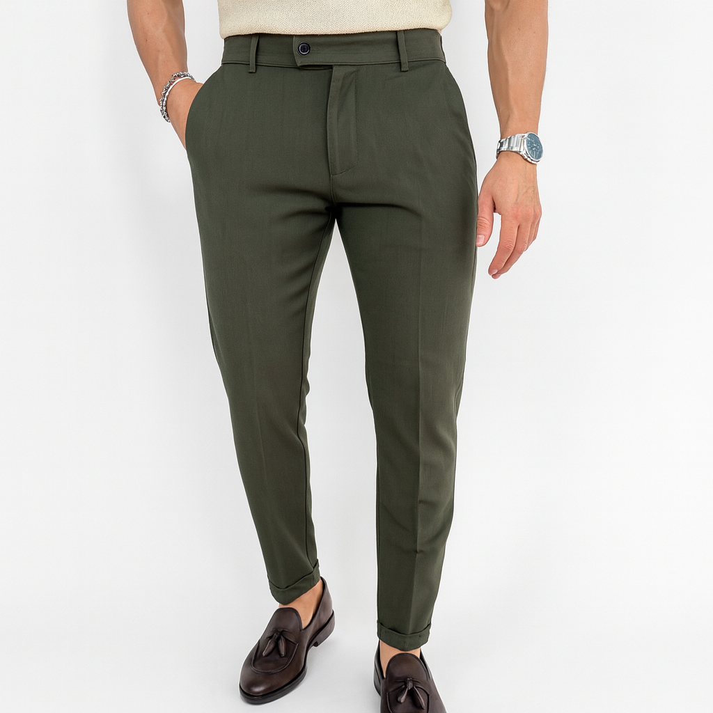 Pantalon en lin khaki