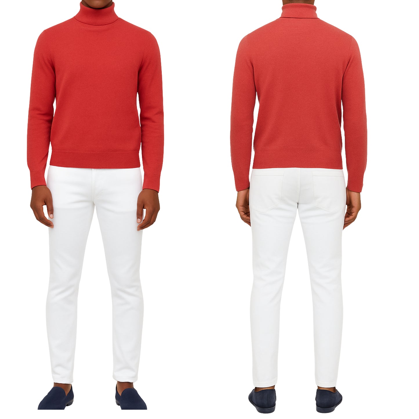 Pull homme col roulé rouge