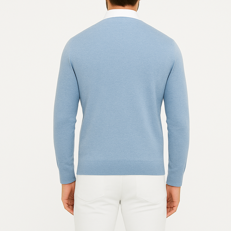 Pull homme col V bleu ciel