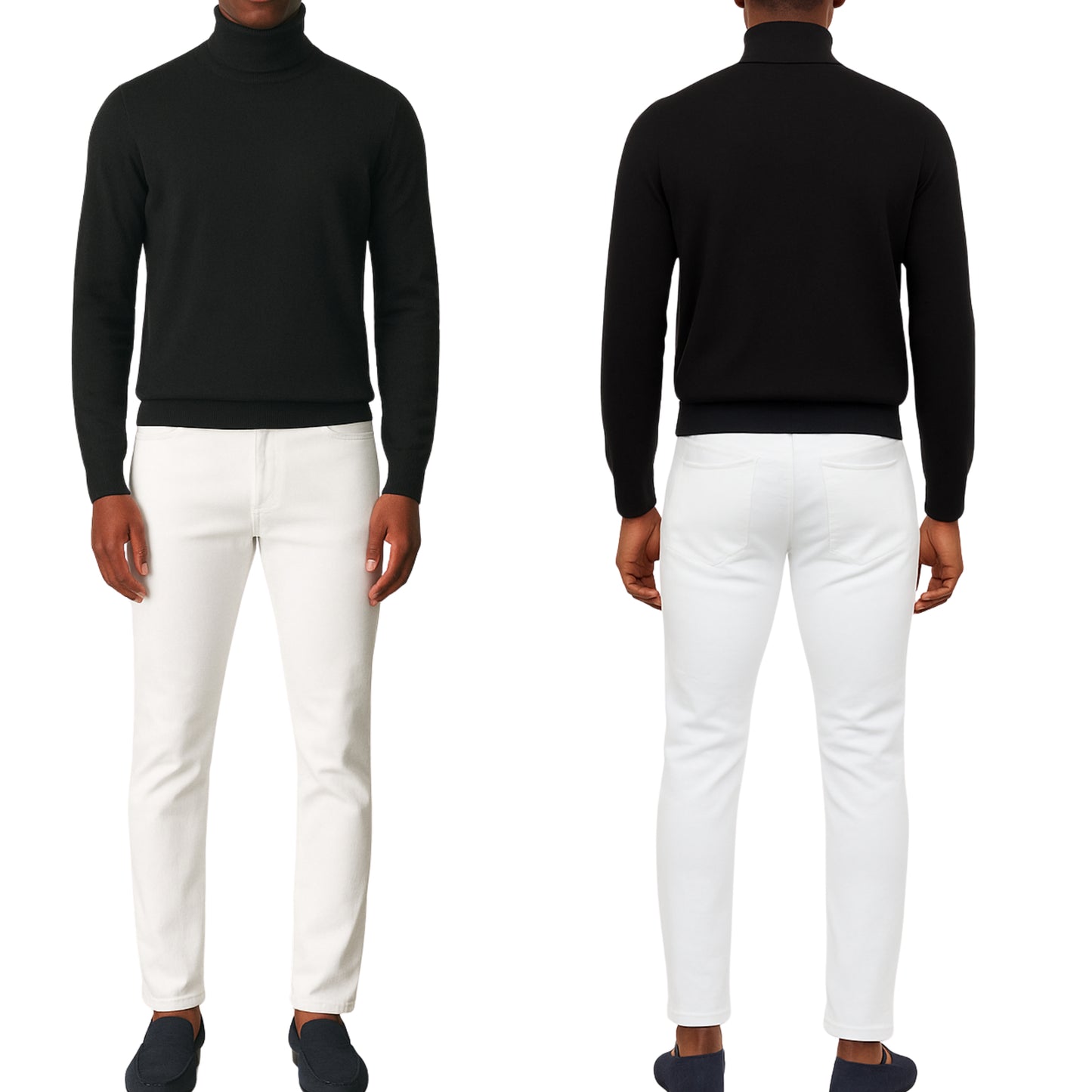 Pull homme col roulé noir