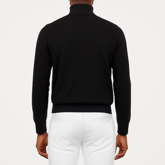 Pull homme col roulé noir