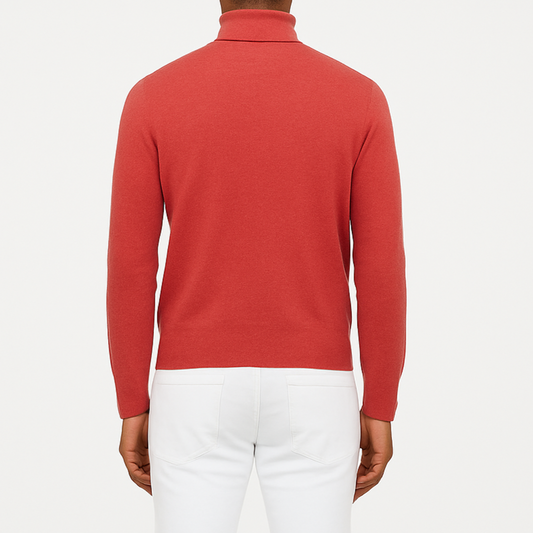 Pull homme col roulé rouge