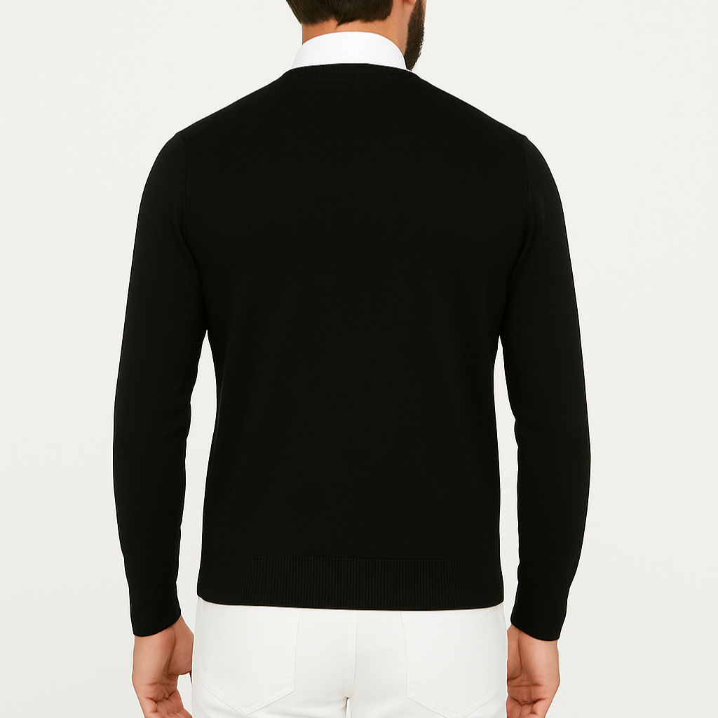 Pull homme col V noir