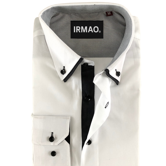 Chemise homme blanche et noire double cols