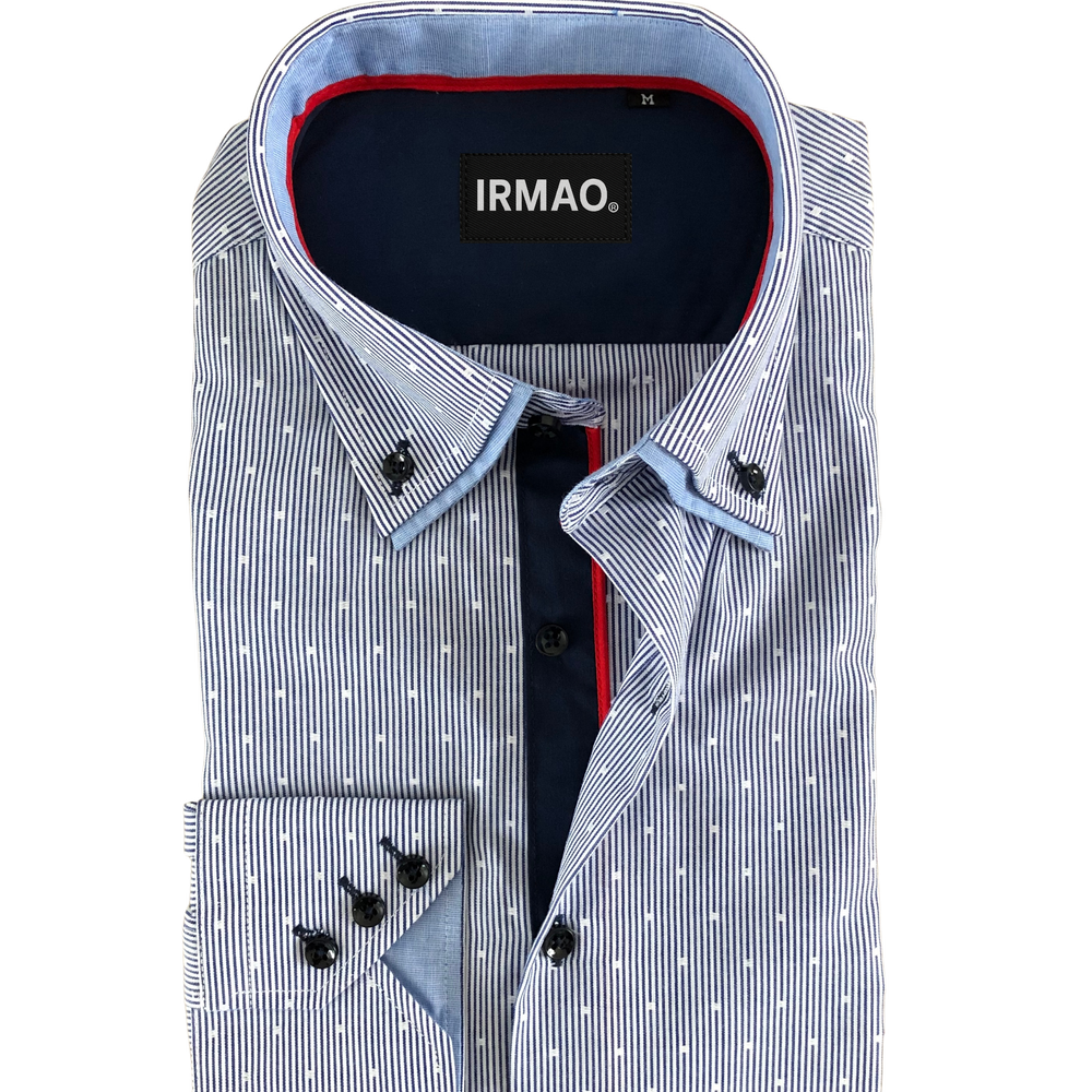 Chemise homme bleu double cols