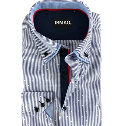 Chemise homme bleu double cols