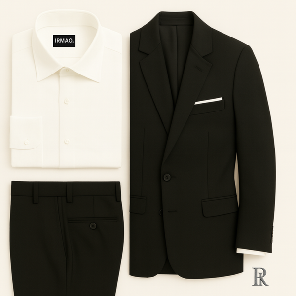 Costume homme noir avec pochette