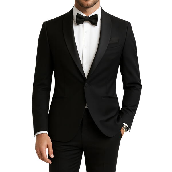 Costume homme noir col châle