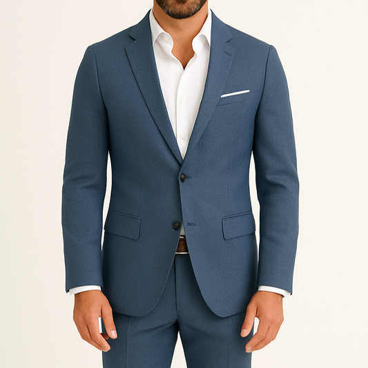 Costume homme bleu effet denim