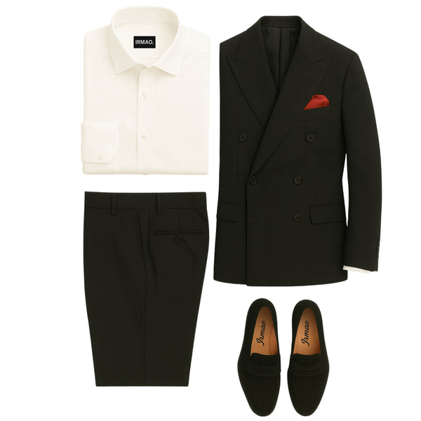 Costume homme noir croisé Mario