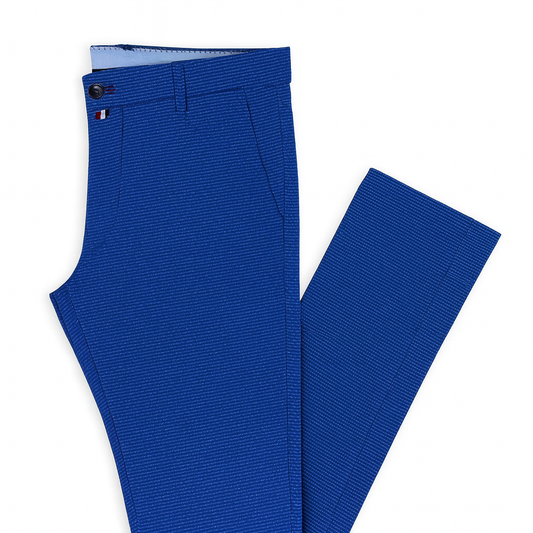 Pantalon chino bleu roi motif petits points