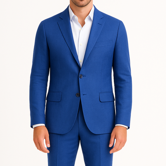 Costume homme effet lin bleu royal LINO