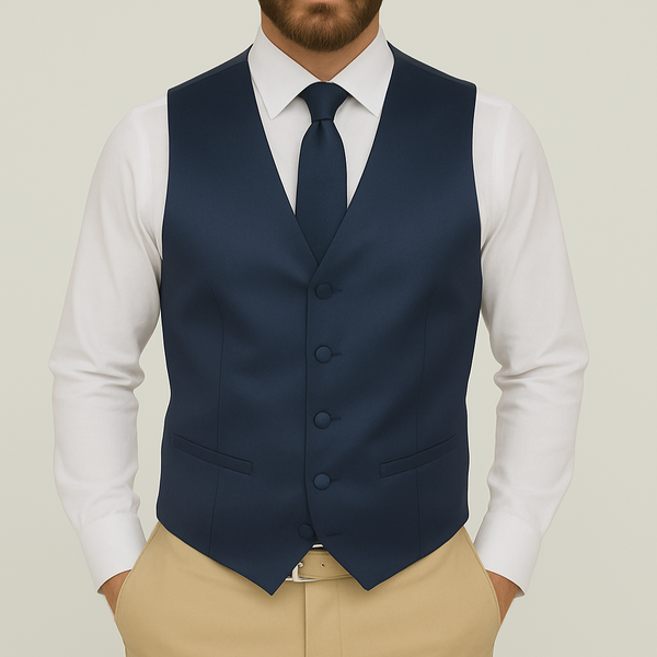 Gilet boléro satin bleu marine